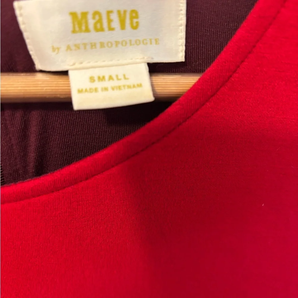 Anthropologie Maeve Vibrant Red Fit and Flair Dress - Picture 2 of 8